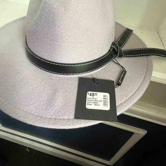 Lot 4 NEW HATS Felt Brim Fedora Panama Black Gray Tan One Size Unisex Gifts - Picture 3 of 11